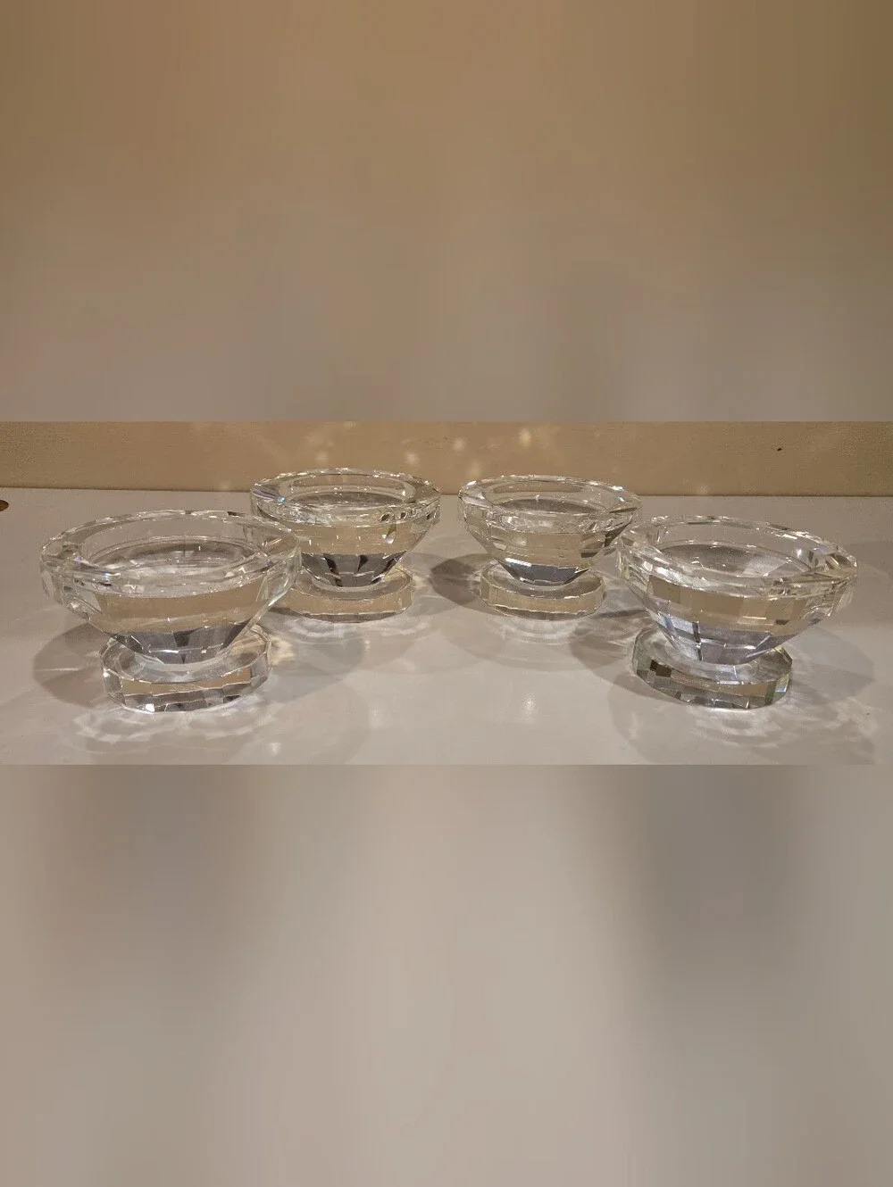 Rosenthal Faceted Clear Crystal Glass Candle Holder - Home Dining Accent